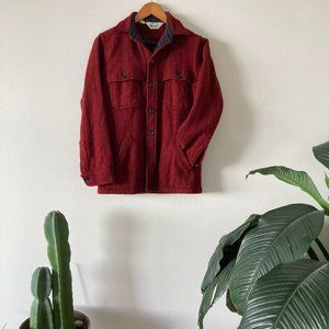 Vintage Woolrich Thick Red Button Down Jacket